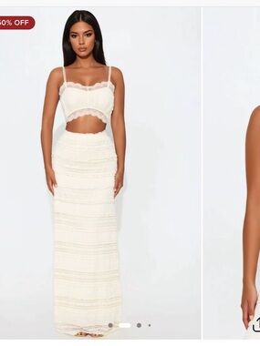 Lace Maxi Skirt in Cream